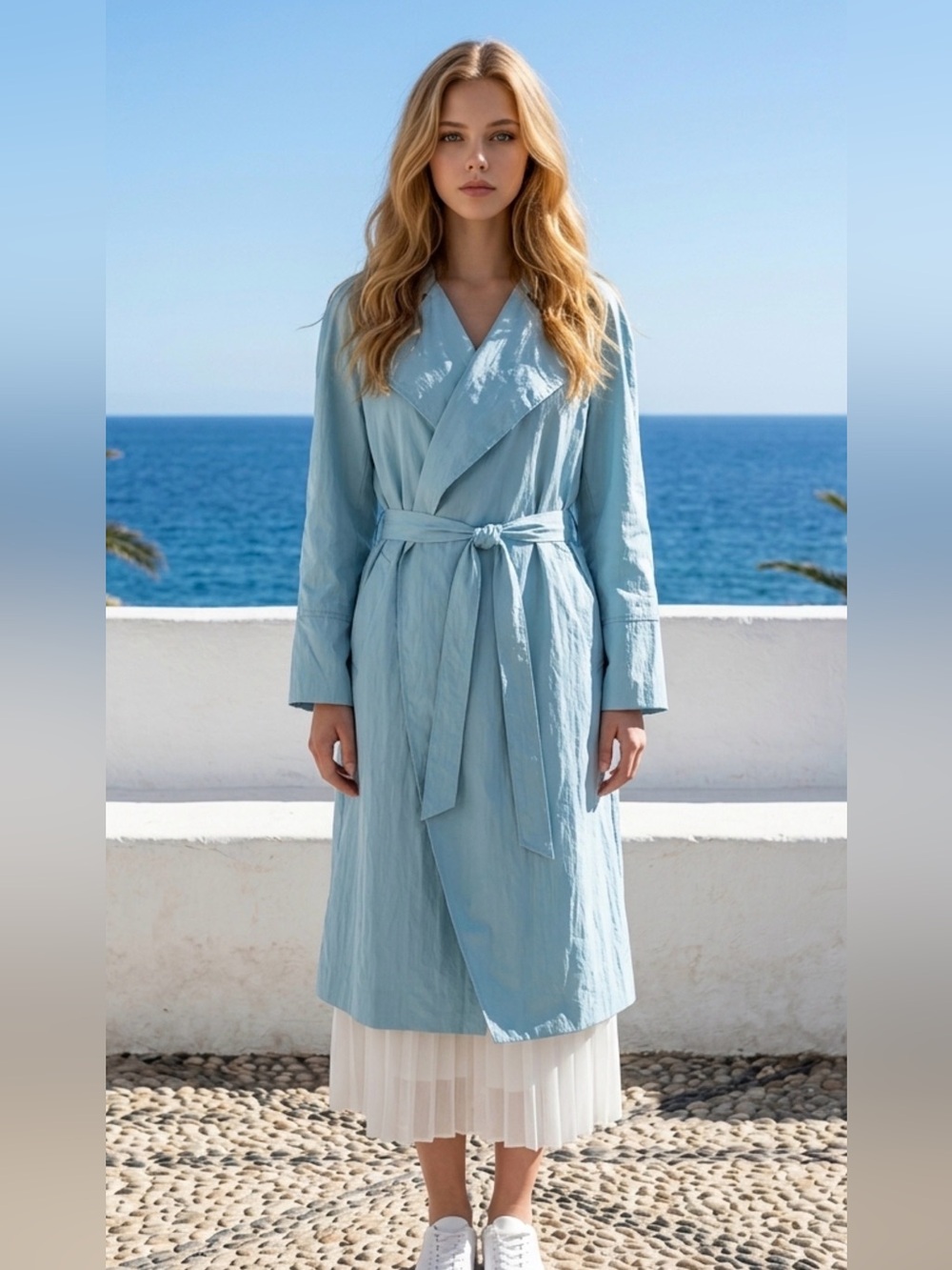 Windsmoor Light Blue Patterned Lined Coat